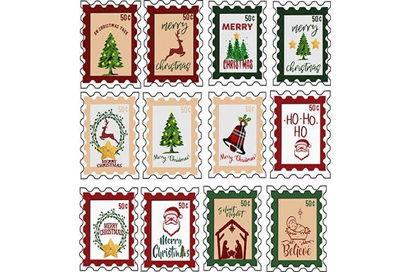 12 Christmas Stamps: A Festive Design Asset