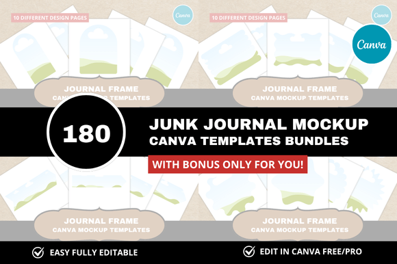 180 Junk Journal Canva Bundle: Your Ultimate Design Toolkit