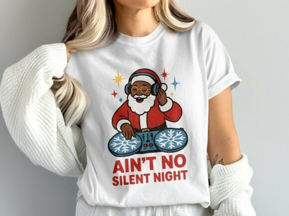 Black Santa DJ Christmas PNG for Festive Design