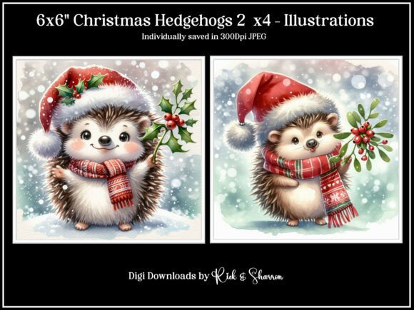 Charming Christmas Hedgehog Illustrations for Your Projects