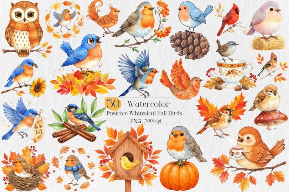 Charming Fall Birds Clipart for Creative Designs