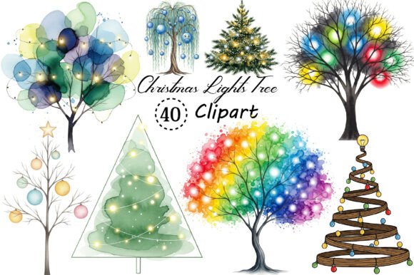 Christmas Lights Tree Clipart PNG for Creative Design Projects