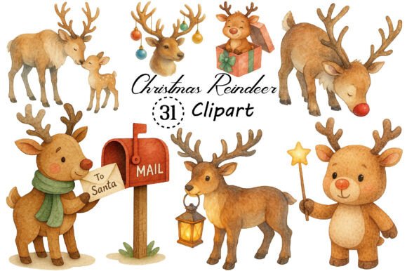 Cute Christmas Reindeer Sublimation: Design & Commercial Use