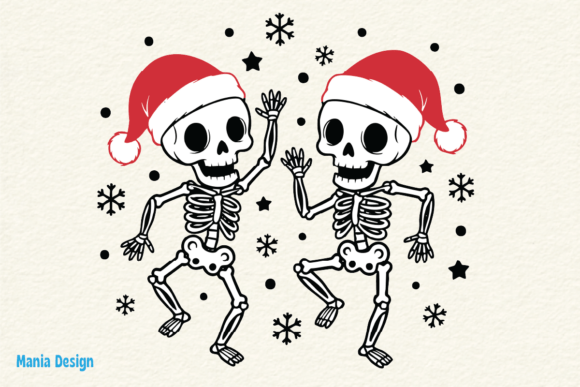 Dancing Christmas Skeletons PNG: A Unique Graphic for Festive Design