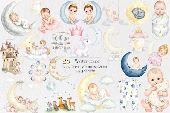 Dreamy Princess Moon PNG: A Whimsical Design Asset