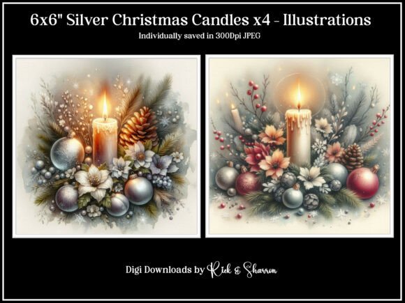 Elevate Your Holiday Designs with Silver Candles Illustrations