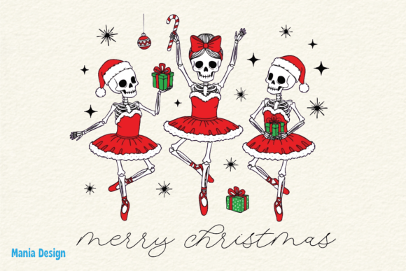 Merry Christmas Skeleton Ballerina PNG: A Unique Holiday Design Asset