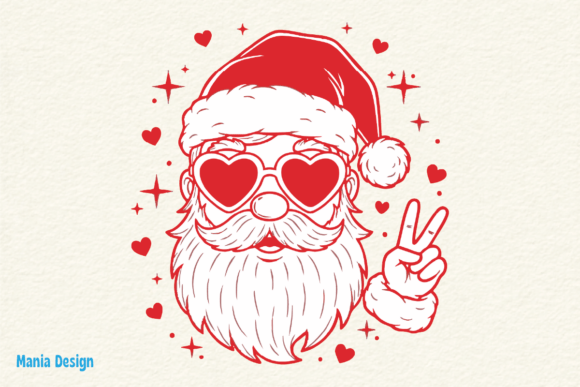 Retro Santa Peace Sign PNG: A Festive Design Asset
