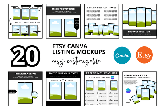 Streamline Your Etsy Shop with 20 Planner Listings Mockup Templates