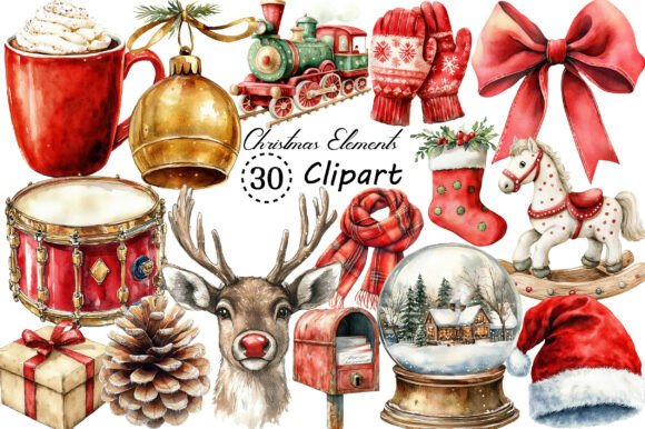 Vintage Christmas Elements Clipart: A Designer's Festive Toolkit