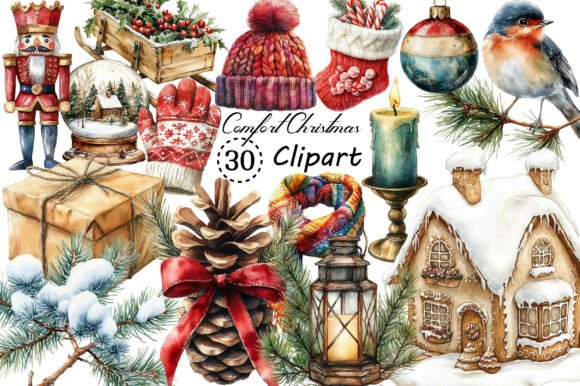 Watercolor Vintage Comfort Christmas Png: Elevate Your Holiday Designs