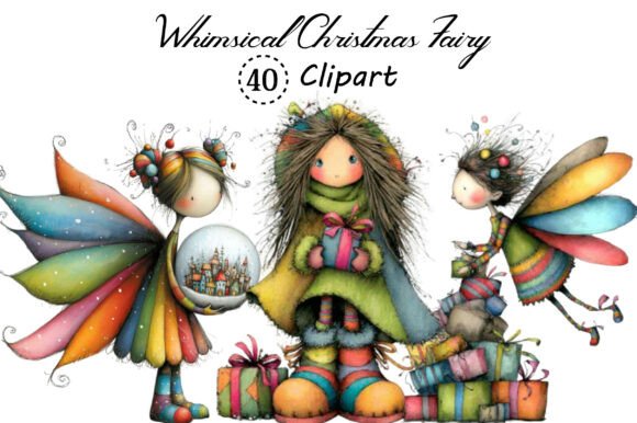 Whimsical Christmas Fairy Clipart Bundle: Creative Design Assets