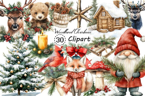 Woodland Christmas Clipart: Elevate Your Holiday Designs